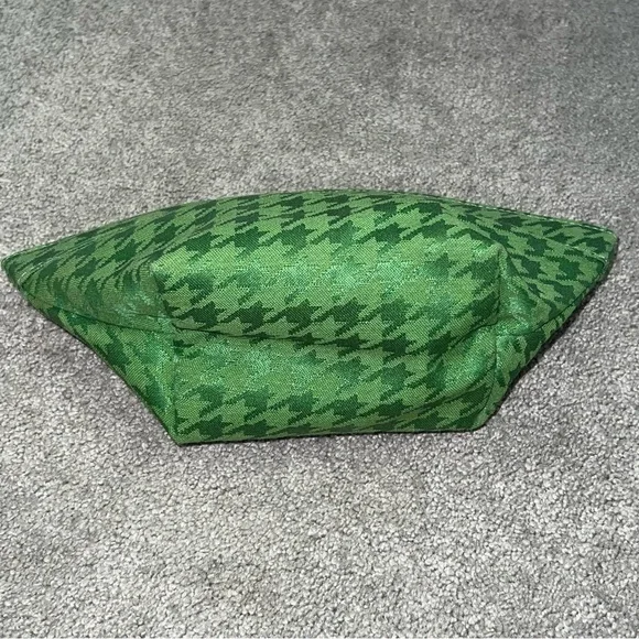 VTG Christian Dior 90’s Green Houndstooth Makeup Bag Cosmetic Case Pouch Clutch - Picture 8 of 10